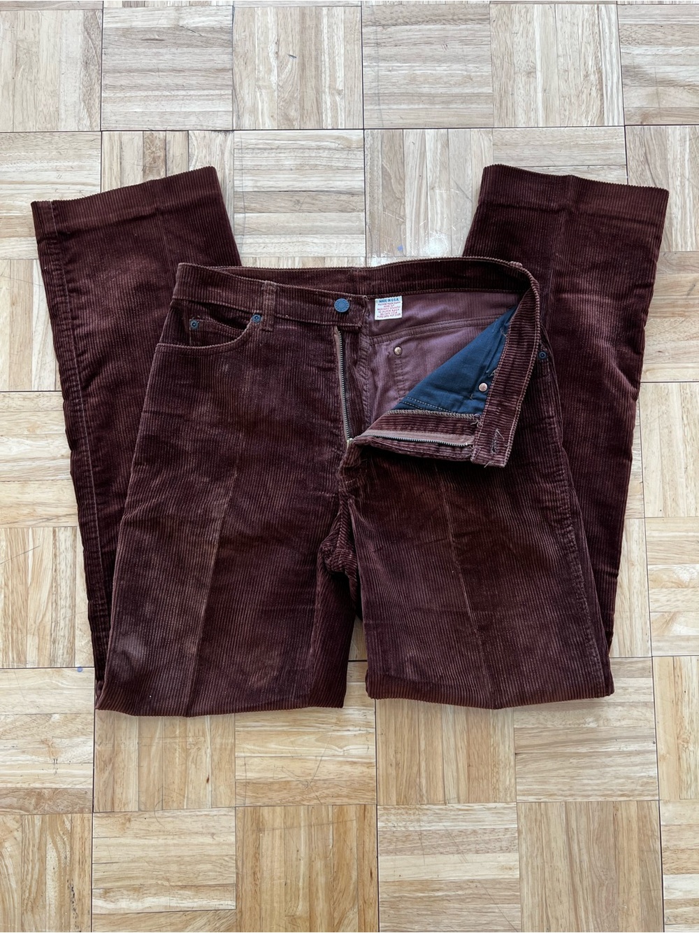 Vintage 70s Calvin Klein Straight Leg Corduroy Trousers Dark Academia Preppy